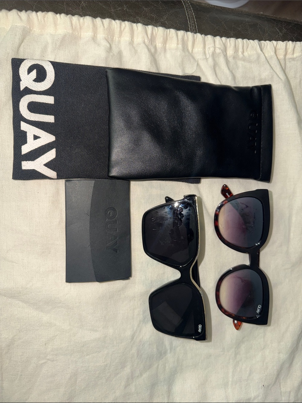 Quay Australia Black and Tortoiseshell Cat-Eye Sunglasses Duo